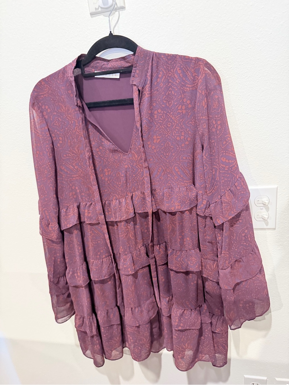 Karlie Mauve-Pink Tiered Ruffled dress